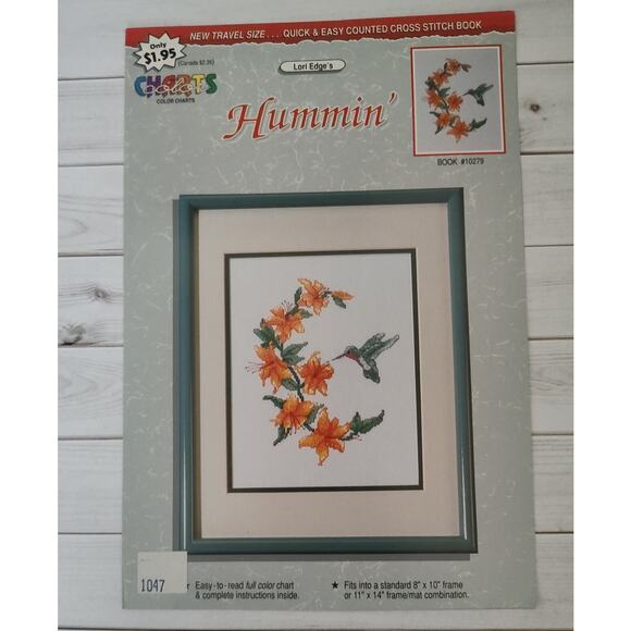 Color Charts Lori Edge Hummin' Cross Stitch Pattern Flowers & Hummingbird - Picture 2 of 3